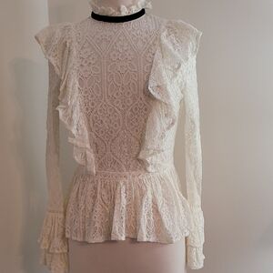 Elegant Lace Ruffle Top - W